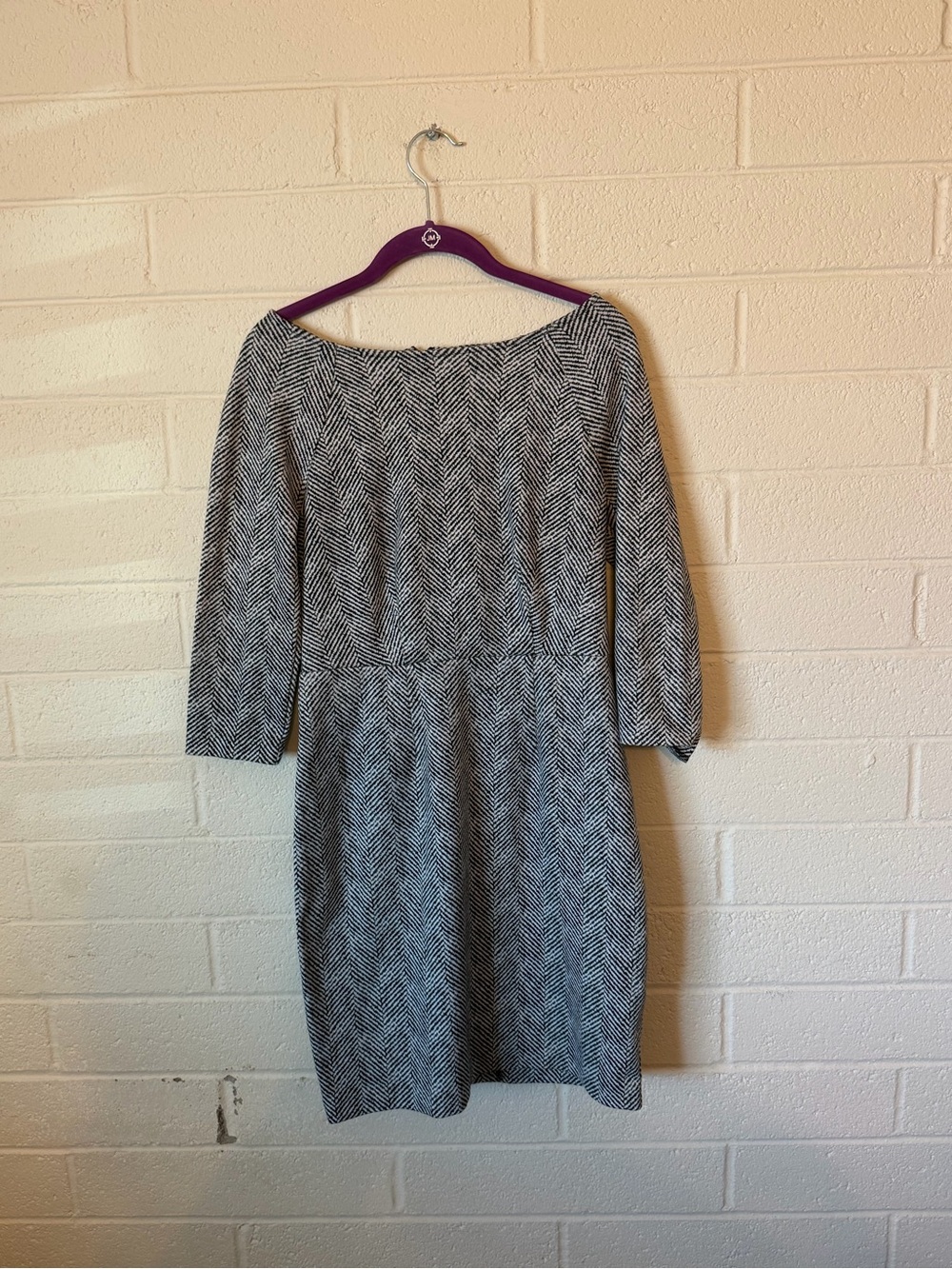 The Limited Black & White Herringbone Midi Dress
